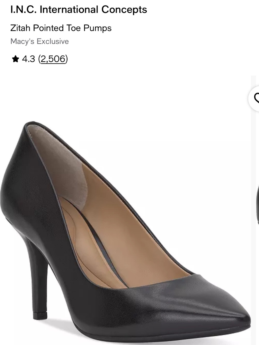 INC International Concepts Black Zitah Pointed-Toe Pumps